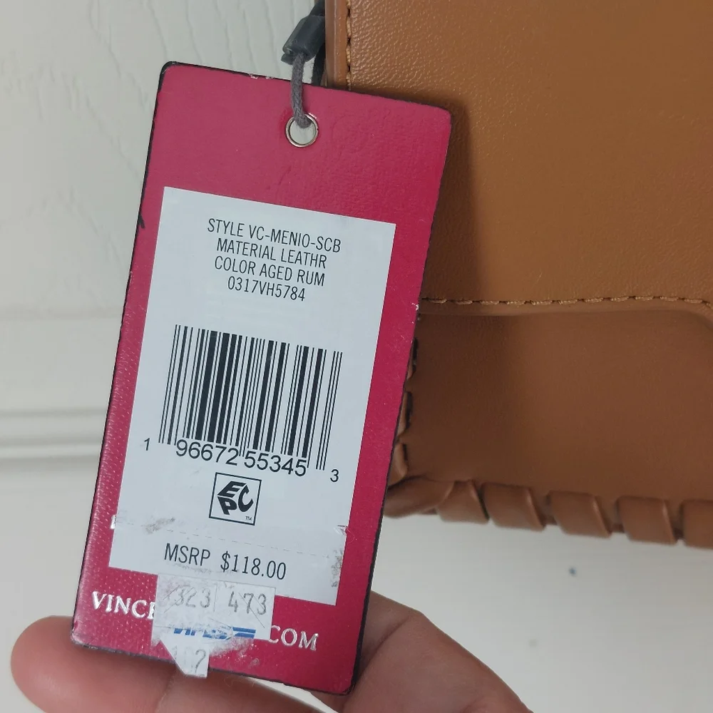 Vince Camuto Menio Aged Rum Genuine Leather Small Crossbody Bag - Picture 3 of 14